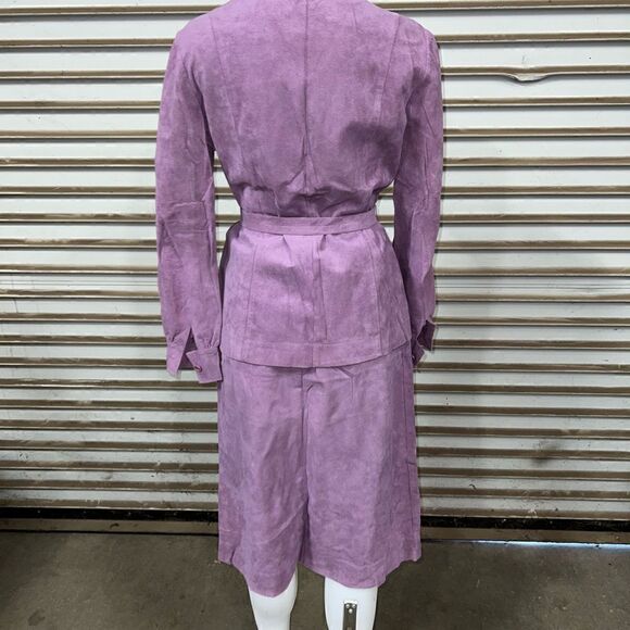 Vintage 70’s skinner ultra suede skirt and button blouse purple size 12 w/belt - Picture 6 of 13
